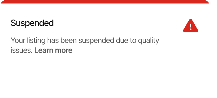 Google notice: listing suspended for quality issues